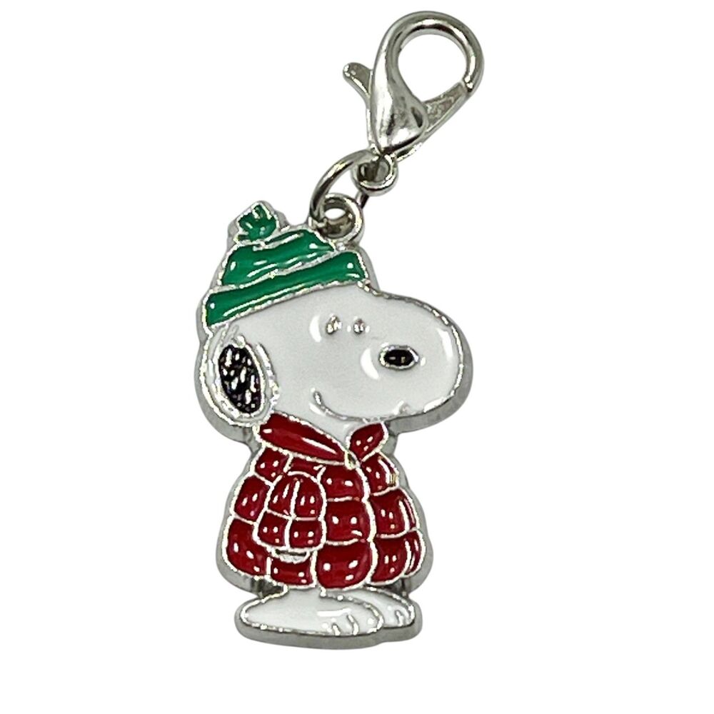 Peanuts Snoopy Beagle Dog Clip On Charm Zipper Pull Bag Purse Signed Enamel